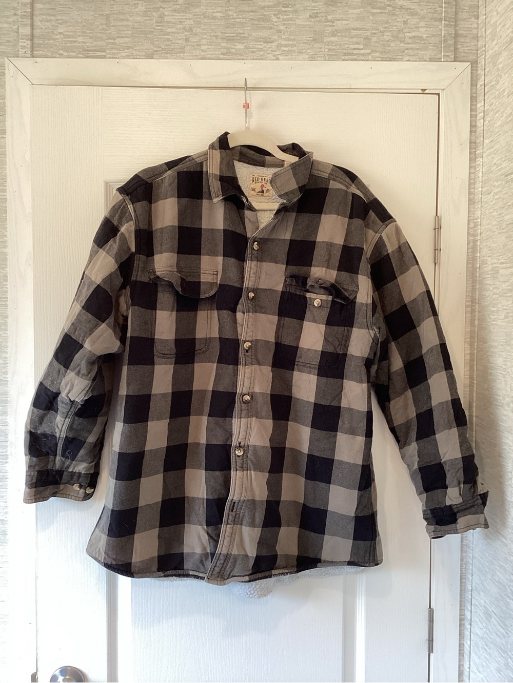RedHead Black & Gray Plaid Shirt Jacket XL EUC